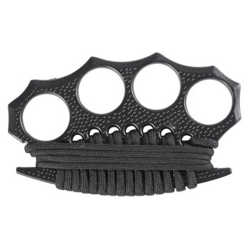   Pumnal tip box, rozeta autoaparare, cu snur, rozeta autoaparare cu paracord, negru, 123 x 75 x 6 mm