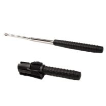   Baston telescopic autoaparare din otel, 53 cm, 3 sectiuni, negru, cromat, maner cauciucat, teaca polimer