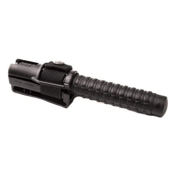 Baston telescopic autoaparare din otel, 53 cm, 3 sectiuni, negru, cromat, maner cauciucat, teaca polimer