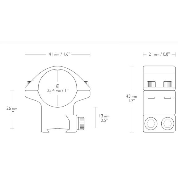 Inele Hawke 25,4 mm, medii 9-11 mm