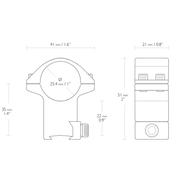 Inele Hawke 1" inalte 9-11 mm