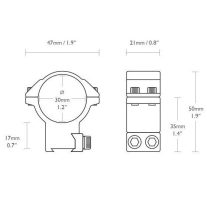 Inele Hawke 30 mm, inalte, 9-11 mm