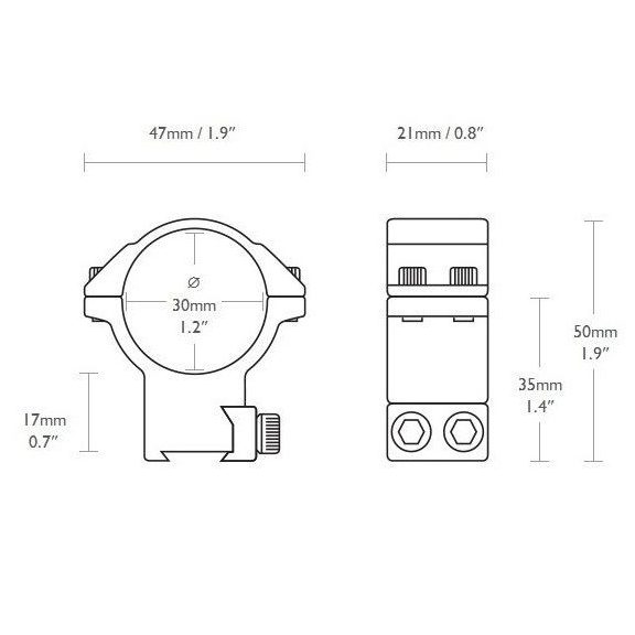 Inele Hawke 30 mm, inalte, 9-11 mm