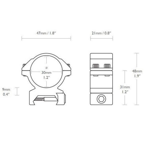 Inele Hawke 30 mm medii Weaver