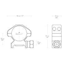 Inele Hawke Precision 25,4 mm, Weaver, medii, otel