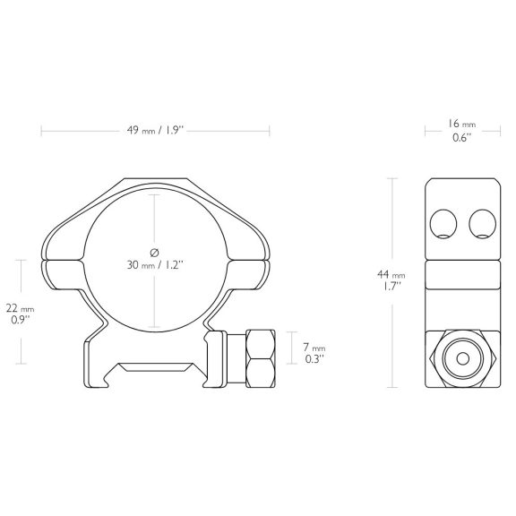Inele Hawke Precision 30mm Weaver, medii, otel