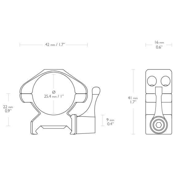 Inele Hawke Precision 25,4 mm Weaver, medii, otel, detasabile