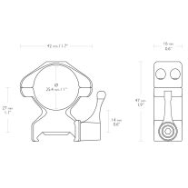   Inele Hawke Precision 25,4 mm Weaver, inalte, otel, detasabile