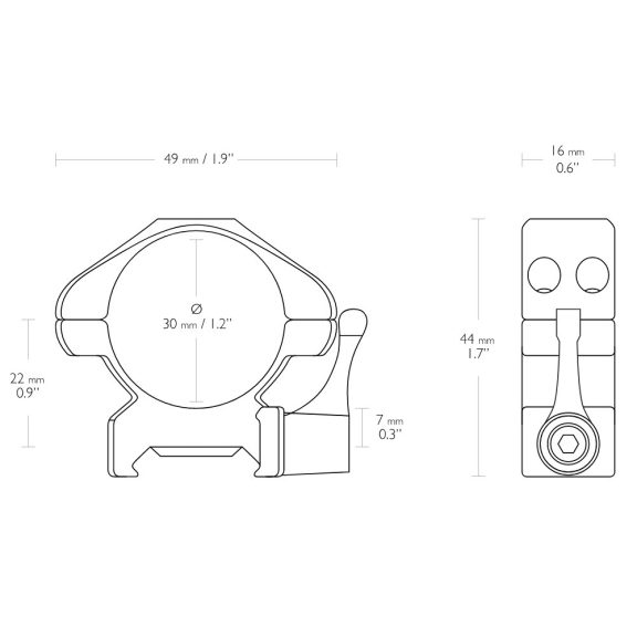 Inele Hawke Precision 30 mm, Weaver, medii, detasabile, otel
