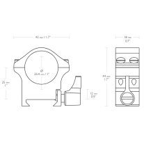   Inele Hawke Professional 25,4 mm Weaver, medii, otel, detasabile