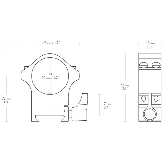 Inele Hawke Professional 30 mm, Weaver, inalte, otel, detasabile