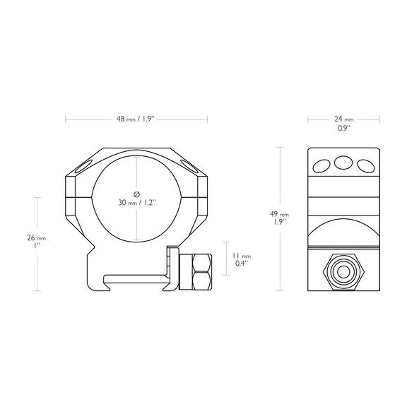 Inele Hawke Tactical 30 mm, weaver, medii