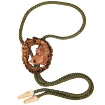   Cravata vanator sculptata in corn de cerb carpatin motiv cap mistret, maro