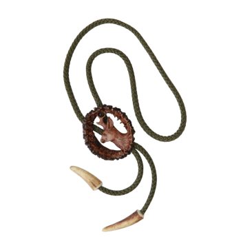   Cravata americana bolo sculptata in corn de cerb carpatin motiv caprior, maro