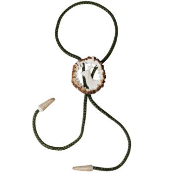   Cravata americana bolo sculptata in corn de cerb carpatin motiv caprior, alba