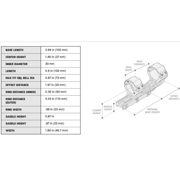 Prindere luneta cu vizare, inalta, monobloc Leapers Accu-S 30/22