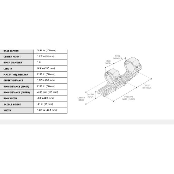 Montură Monobloc Cantilever UTG® Accu-Sync® 1" (25.4mm) – Offset 50mm, Profil Mediu
