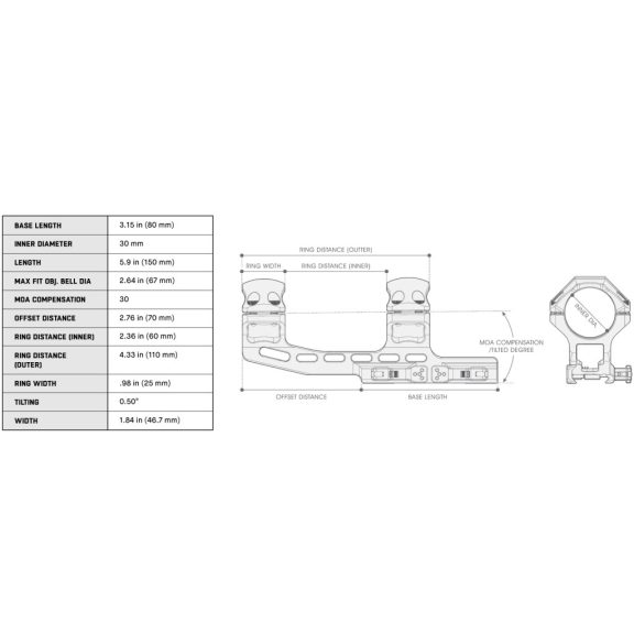 Prindere luneta rapida monobloc Leapers UTG Accu-Sync QR 30MOA, 30 mm