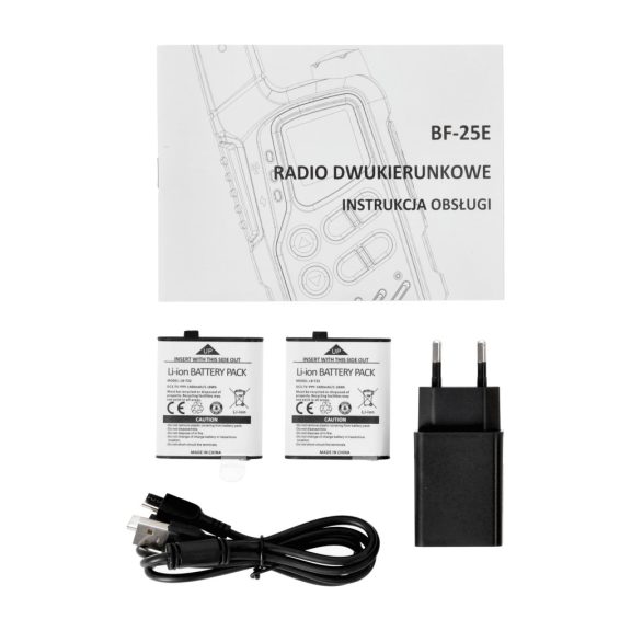 Set 2 Stații Radio PMR Baofeng BF-25E Black – Walkie-Talkie pentru Vânătoare și Outdoor, Autonomie Mare și Comunicare Clară